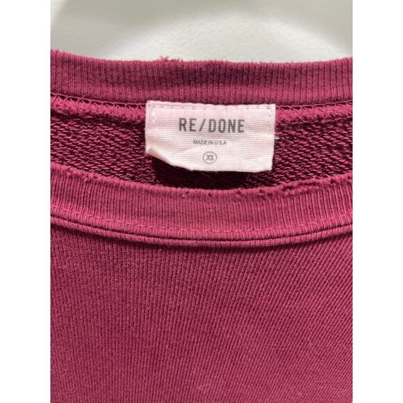 Re/Done Classic Crewneck Ombre Burgundy Tie-Dye 100% Cotton Sweatshirt Sz XS - Picture 3 of 6